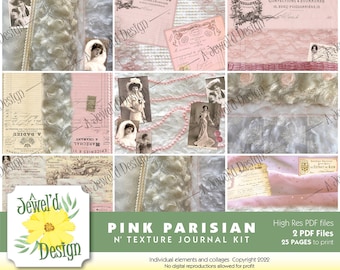 Pinkes Parisian N' Texture Digital Junk Journal Kit für Standard & Skinny Journals