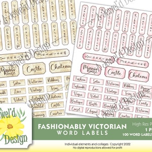 Fashionably Victorian Word Labels