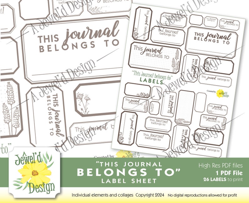 This Journal Belongs To... Label Sheet - Etsy