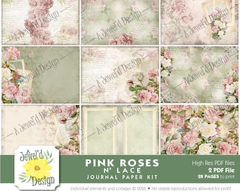 Pink Roses N' Lace Journal Kit - ready to Print