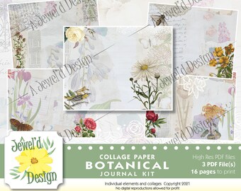 Botanical Collage Paper Floral Journal Kit