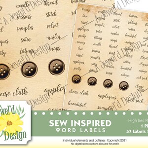 SEW Inspired WORD Labels