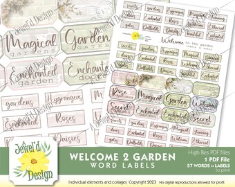 Welcome 2 Garden Inspired Word and Label Bogen 57 ct