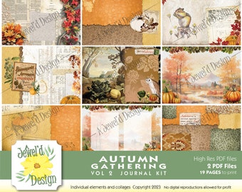Autumn Gathering Vol 2 Printable Digital Junk Journal Memory Keeping Kit
