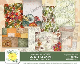 Decorative Collaged and layered Autumn N' Fall Inspired Printable pages for paper crafts
