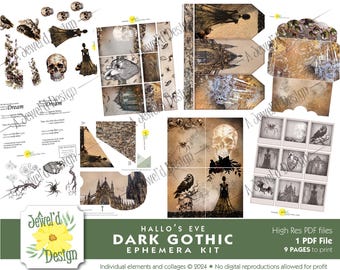 Dark Gothic Hallo's Eve Ephemera Kit
