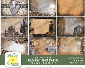 Dark Gothic Hallo's Eve Printable Digital Journal Paper Kit