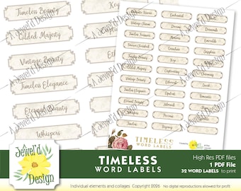 Timeless WORD Label Sheet: 33 word labels
