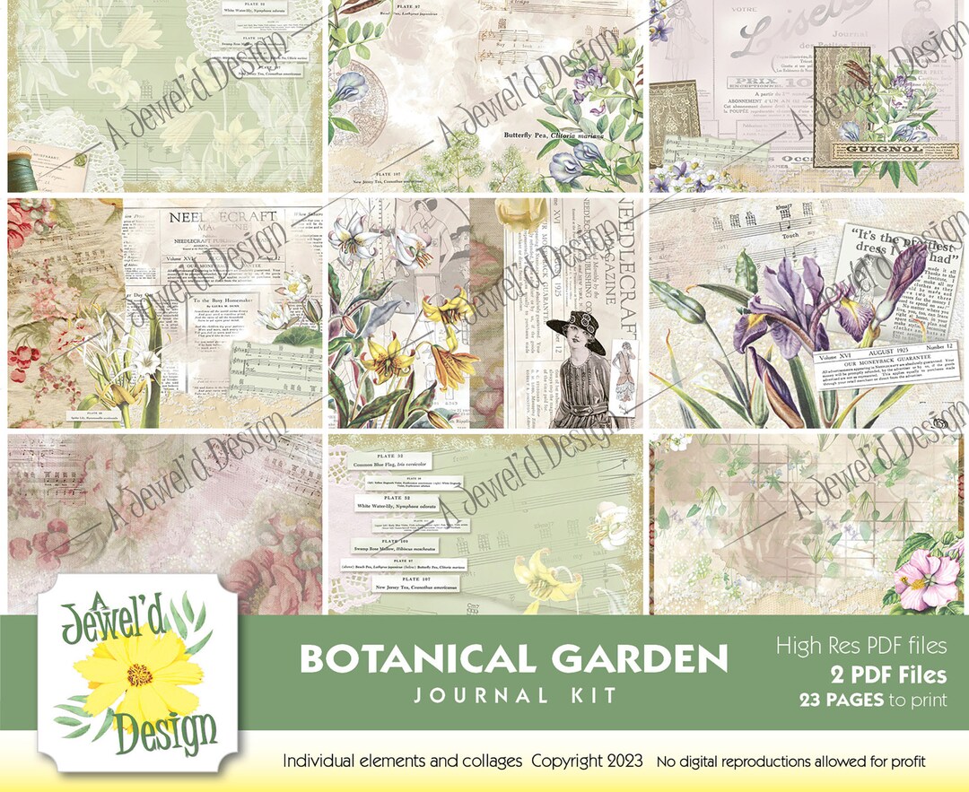 Botanical Garden Digital Junk Journal Kit - Etsy