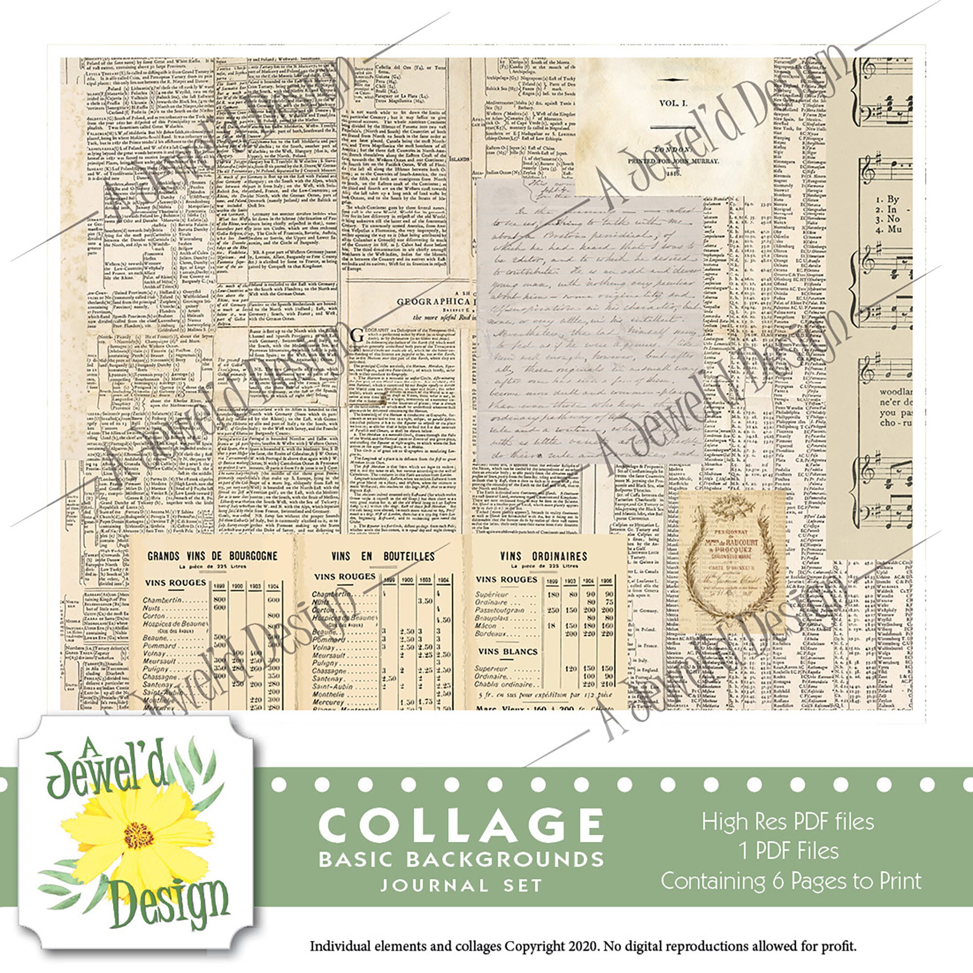 Basic Collage Background Papers Set 1 - Etsy