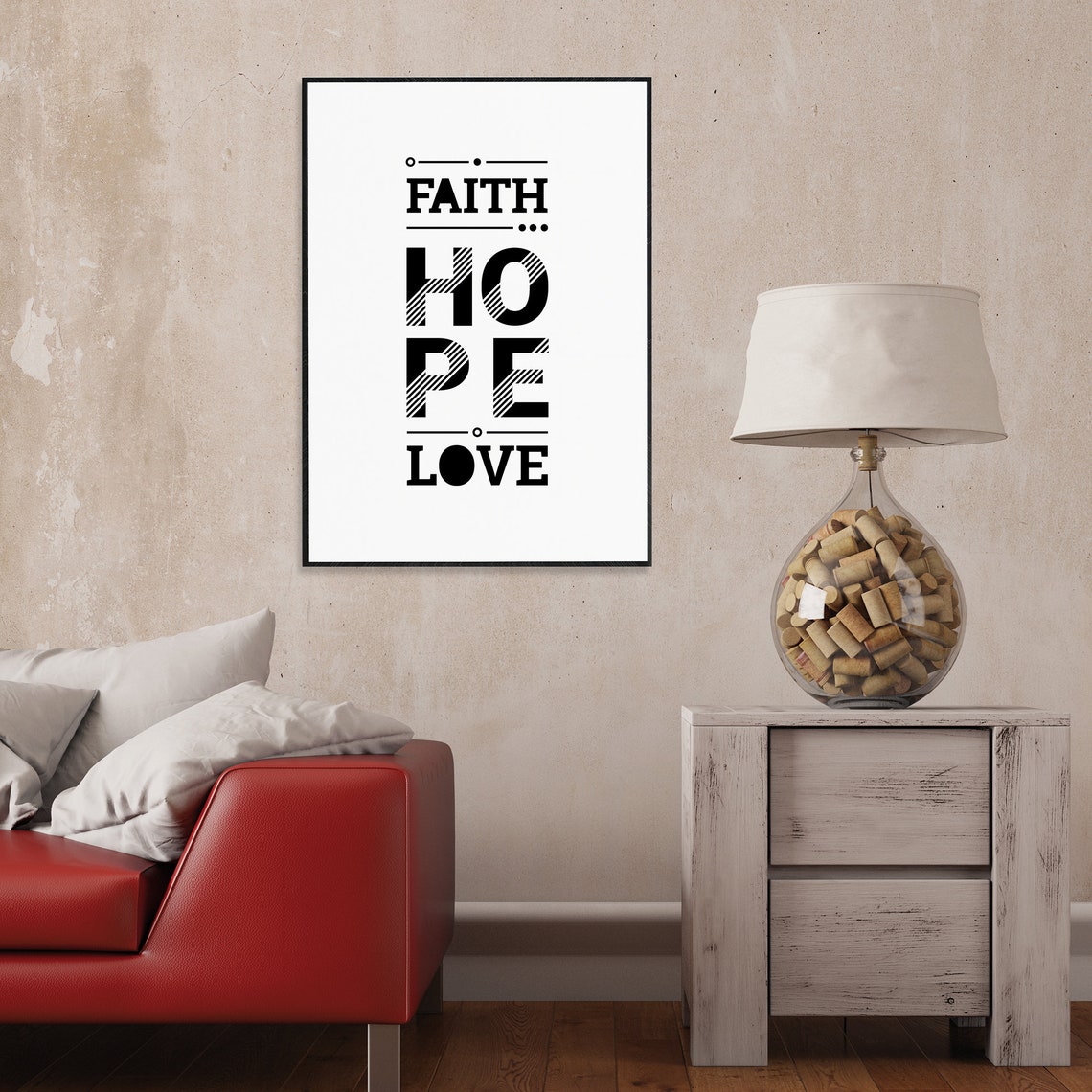 Faith Hope Love Poster Typography Wall Prints Art Etsy