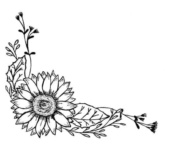 Sunflower Floral Corner Border Etsy