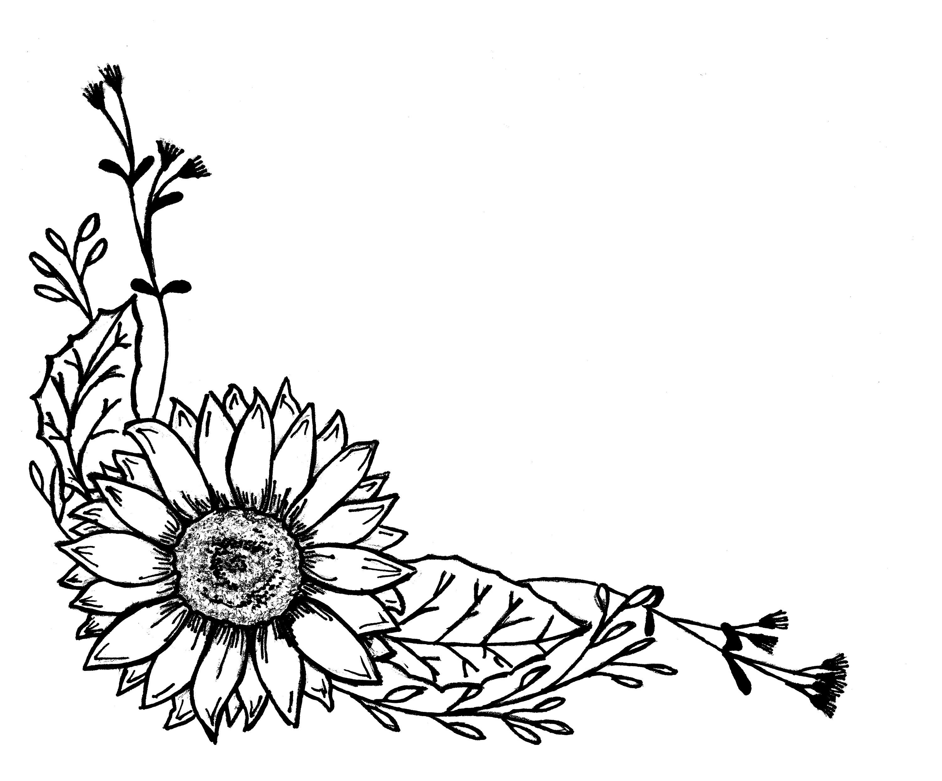 Sunflower Floral Corner Border Etsy