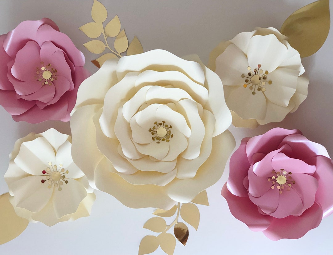 Assorted Paper Roses Assorted Paper Flowers, Paper Roses, Beige, Pink, Gold - Set of 9 - Etsy