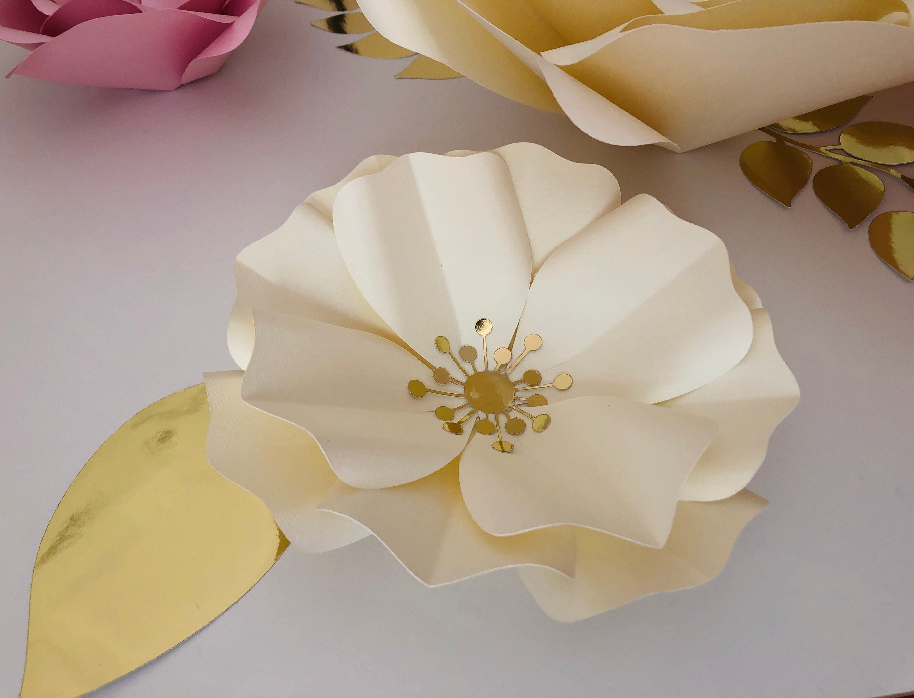 Assorted Paper Roses Assorted Paper Flowers, Paper Roses, Beige, Pink, Gold - Set of 9 - Etsy