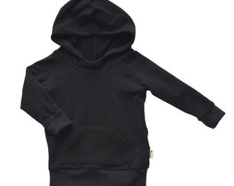 Organic cotton grow with me toddler hoodie - black