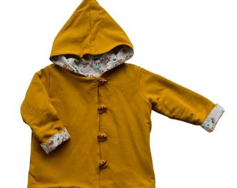Organic cotton baby and toddler double layer jacket - mustard