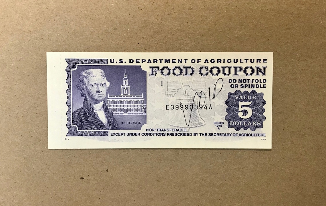 1978 Vintage Collectible Five Dollar Food Coupon Food Stamp Etsy