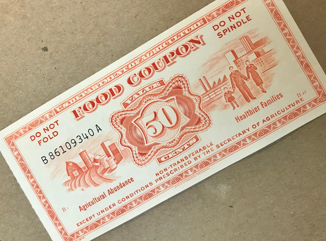 1971 Food Stamp .50 Food Coupon Series A USDA Authentic Coupon Etsy