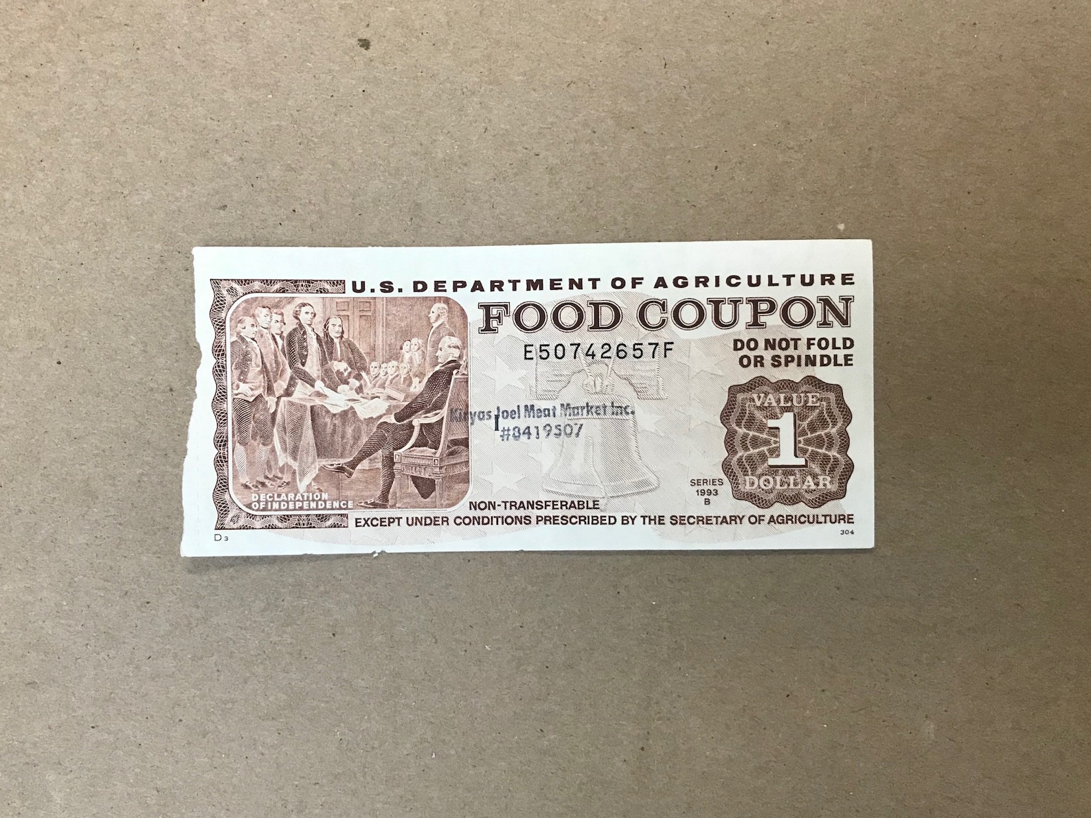 1993 Food Stamp ONE Dollar Food Coupon Series B USDA Authentic Etsy