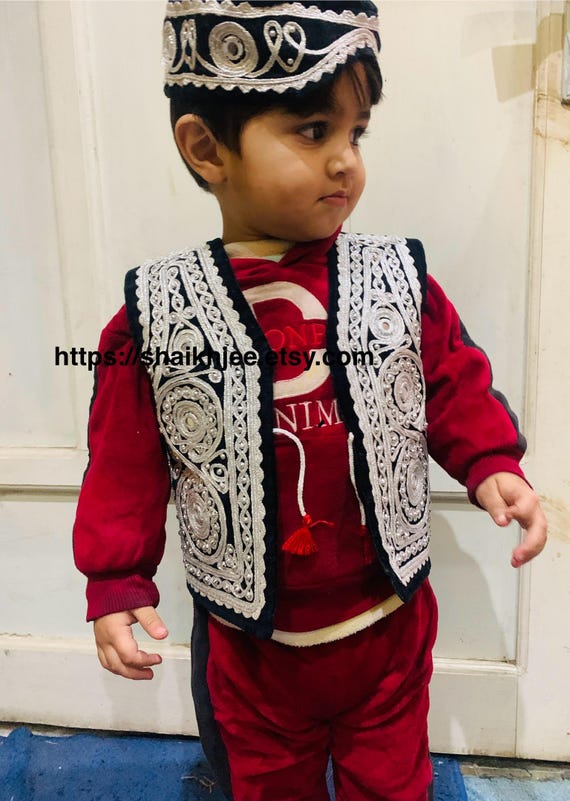 Afghani Pashtoon Embroidered Vest-kids Embroidered Waiscoat