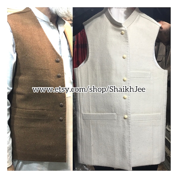 Traditional handmade chitrali stylish waistcoat - afghani waistcoat- hippie vest-wool waistcoat -nehru waistcoat |free express shipping