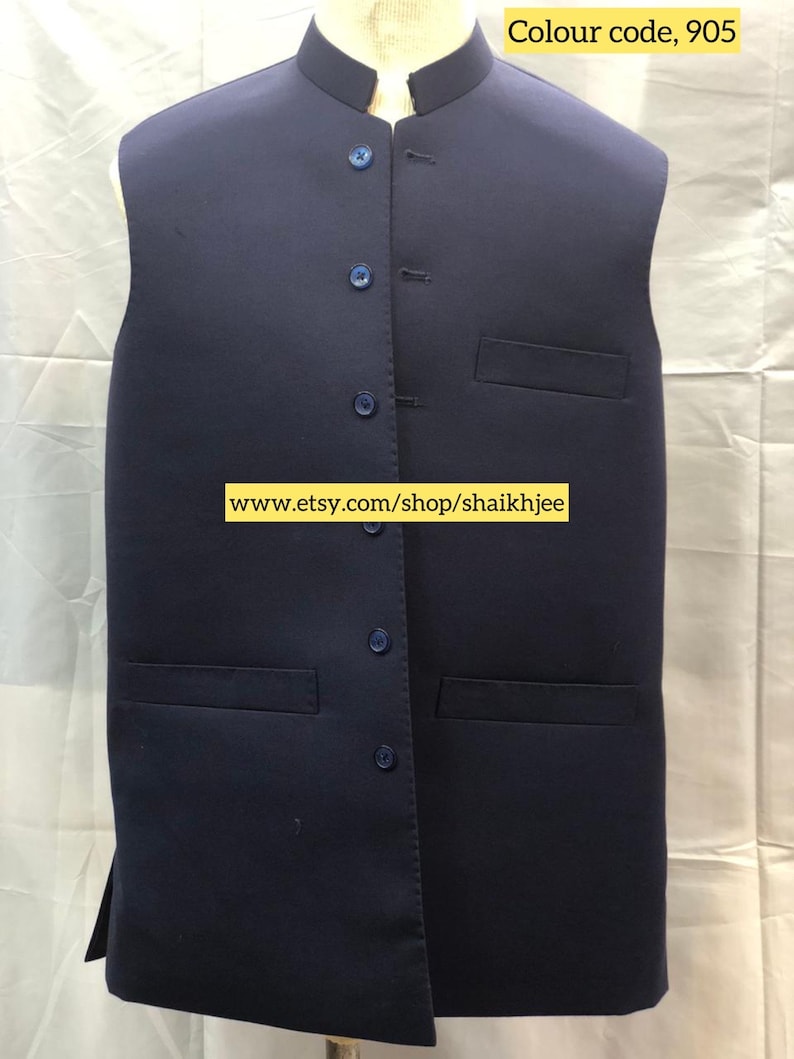 Imran khan style handmade Pakistani mens waistcoats-Indian nehru cut vest-wedding vest-afghani waskat-nehru cut jackets-mehndi-freeshipping image 2