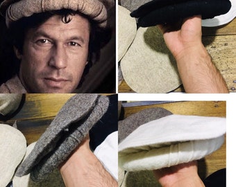 Berretto Chitrali fatto a mano al 100% in lana-Afghani Pakol topi- Cappello di lana dal Pakistan-elegante berretto-cappelli invernali- berretto di lana pakul-vendita- berretto invernale pakul