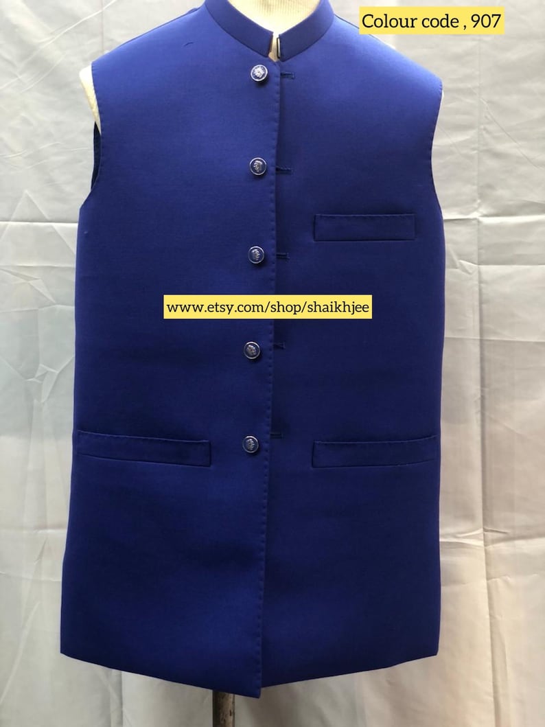 Imran khan style handmade Pakistani mens waistcoats-Indian nehru cut vest-wedding vest-afghani waskat-nehru cut jackets-mehndi-freeshipping image 5