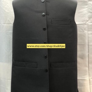 Imran khan style handmade Pakistani mens waistcoats-Indian nehru cut vest-wedding vest-afghani waskat-nehru cut jackets-mehndi-freeshipping image 3