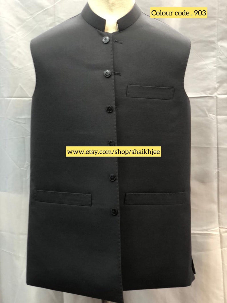 Imran khan style handmade Pakistani mens waistcoats-Indian nehru cut vest-wedding vest-afghani waskat-nehru cut jackets-mehndi-freeshipping image 3