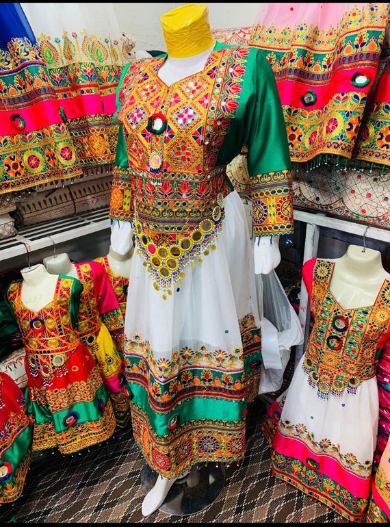 Afghani handmade embroidered dress, aghani kochi dress , embroidered long frocks, women party wear, afghani wedding dresses，