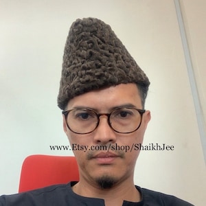 Orignal 100% Hat karakul Qaraqul jinnah cap lamb boardtail kufi fur sheep hat handamade wool sheep hat afghan karzai cap high quality image 2