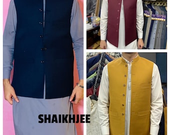 Imran Khan Style Handmade Pakistani Men's Waistcoats-indian Nehru