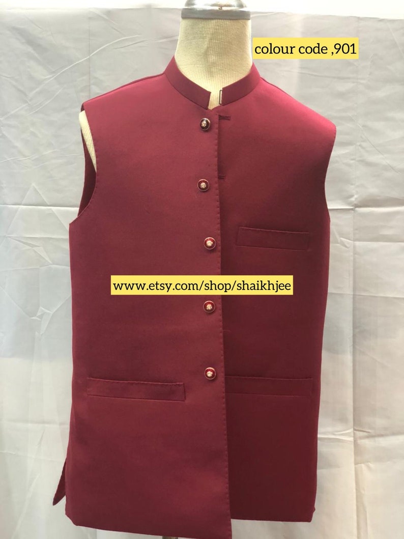 Imran khan style handmade Pakistani mens waistcoats-Indian nehru cut vest-wedding vest-afghani waskat-nehru cut jackets-mehndi-freeshipping image 8