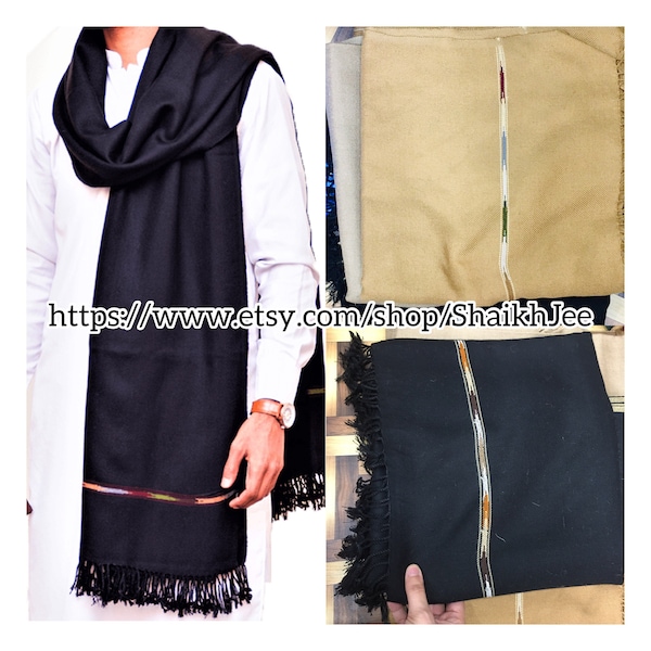 Men shawl, afghani patu, winter shawl, Pakistani chaddar, black shawl, cotton shawl brown shawl, blanket , Christian gift