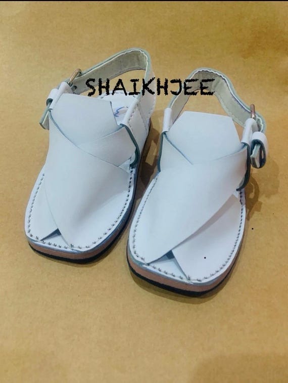 Handmade  white Peshawari Chappal for baby boy-toddler sandals-baby boy shoes- wedding shoes-Pakistani kids shoes-leather sandals-slippers