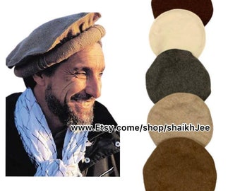 Chapeau KAUSIA en laine, chapeau d'hiver élégant en laine, chitrali topi, casquette pakol, chapeau afghani fait main, calotte, bonnets, chapeaux unisexes, kufi, unisexe