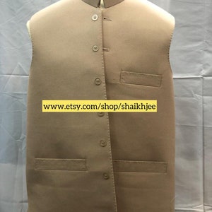Imran khan style handmade Pakistani mens waistcoats-Indian nehru cut vest-wedding vest-afghani waskat-nehru cut jackets-mehndi-freeshipping image 6