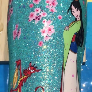 Mulan Princess Collection, Custom made Glitter stainless steel tumbler