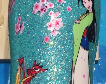 Mulan Princess Collection, Custom made Glitter stainless steel tumbler