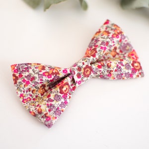 Liberty Emma Georgina Terracotta/Brick/Fuchsia/Purple Floral Bow Tie Pocket Square/Cufflinks, Baby/Child/Adult