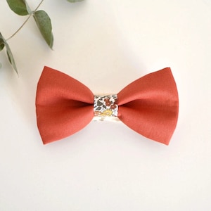 Peut inclure: Un nœud papillon rouge avec un centre blanc à motifs floraux.