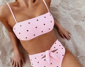 2 Piece Bandage Swimsuit Bikini Push Up Swimwear Women High Waisted Girls Bathing Suit Tankini
