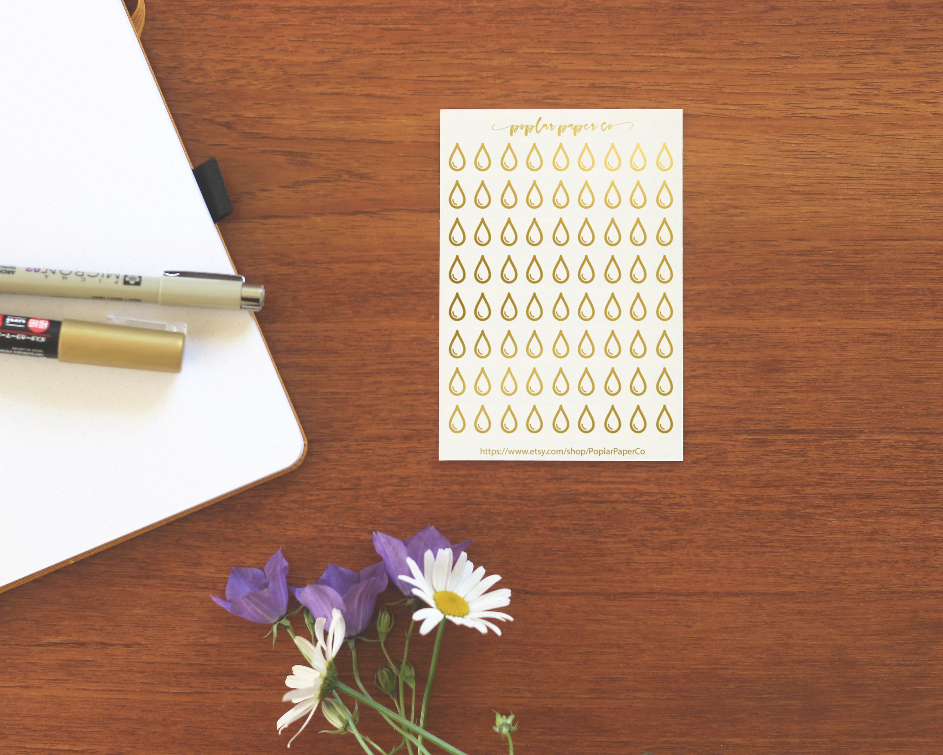 Water Droplet Foiled Stickers Planner Stickers Gold Etsy