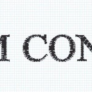 May include: The words "TEAM CONRAD" are displayed in a bold, textured font. The text is in black and appears to be stitched or embroidered, set against a white, grid-patterned background.
