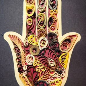 Quilling hamsa in custom colors,  5x7 inch frame