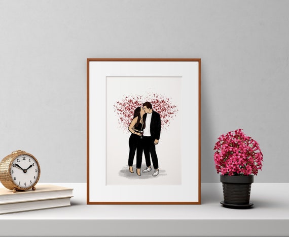 Custom Couple Portrait Line Art Drawing Custom Watercolor - Etsy