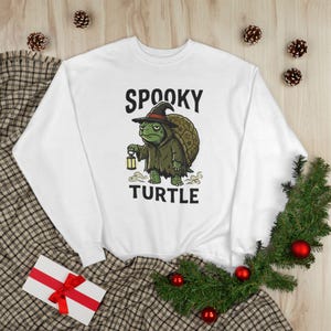 Sudadera de cuello redondo con tortuga espeluznante / Ilustración de tortuga de Halloween