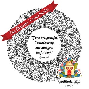 If You Are Grateful I Shall Surely Increase You - Mandala Coloring Sheet Page - Allah - Quran - Gratitude Blessings Islamic Muslim Christian